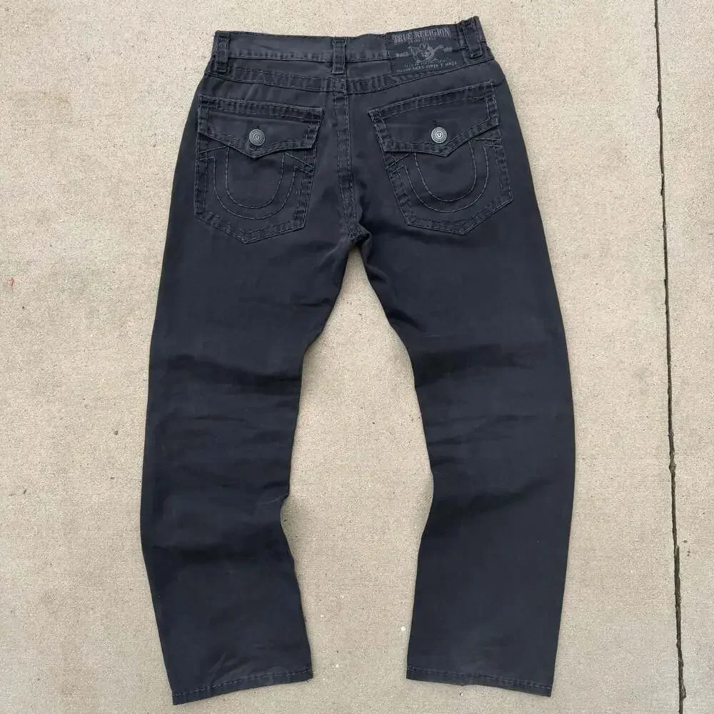 True Religion Ricky Super T Black Jeans Flap Pocket Made in USA Size 36